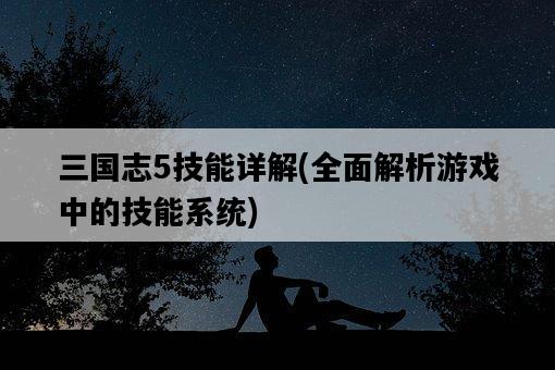 三國志5技能詳解，全面解析游戲中的技能系統-圖1