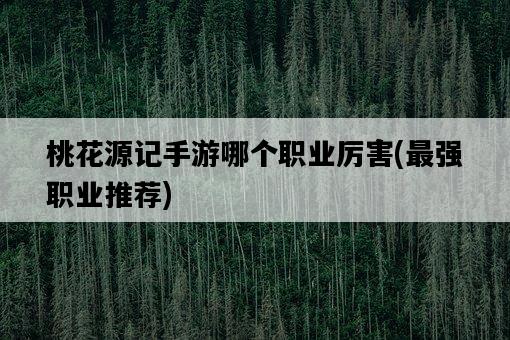 桃花源記手游哪個職業厲害，最強職業推薦-圖1