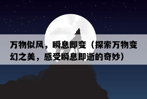 萬物似風，瞬息即變（探索萬物變幻之美，感受瞬息即逝的奇妙）-圖1
