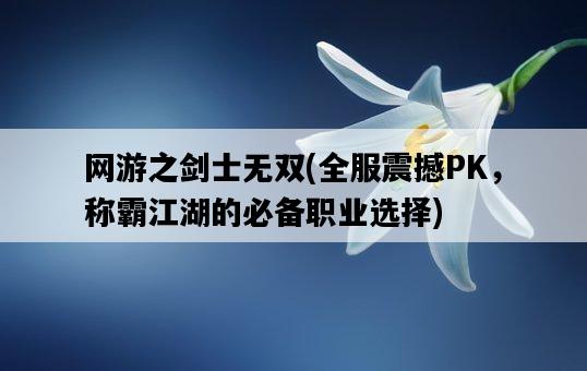 網游之劍士無雙，全服震撼PK，稱霸江湖的必備職業選擇-圖1