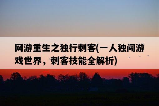 網游重生之獨行刺客，一人獨闖游戲世界，刺客技能全解析-圖1