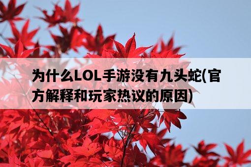 為什么LOL手游沒有九頭蛇，官方解釋和玩家熱議的原因-圖1
