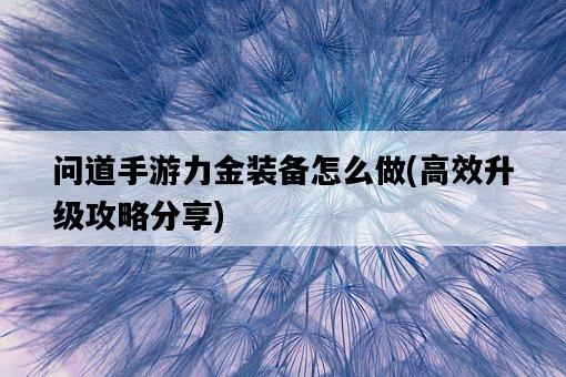 問道手游力金裝備怎么做，高效升級攻略分享-圖1