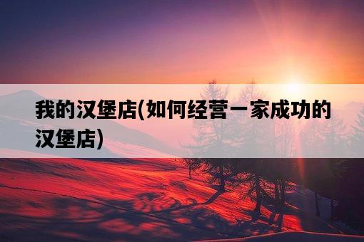我的漢堡店，如何經營一家成功的漢堡店-圖1