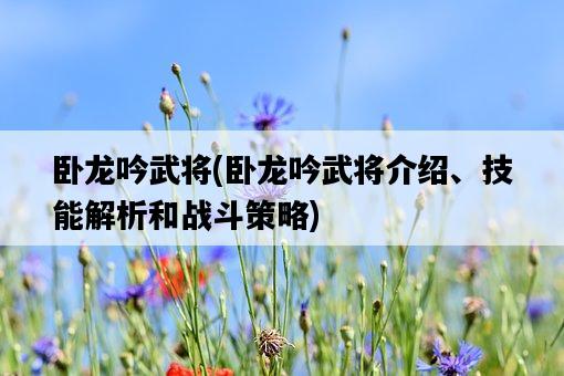 臥龍吟武將，臥龍吟武將介紹、技能解析和戰斗策略-圖1