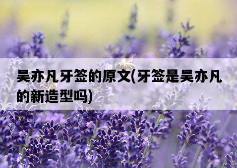 吳亦凡牙簽的原文，牙簽是吳亦凡的新造型嗎-圖1