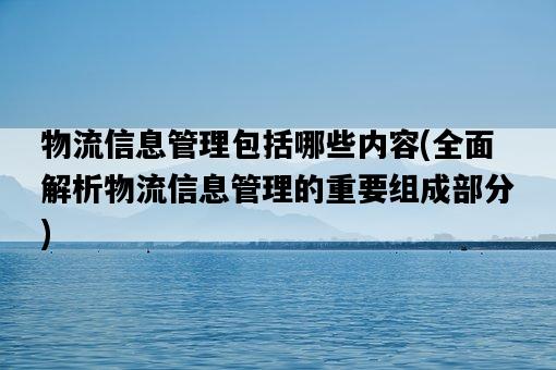 物流信息管理包括哪些內容，全面解析物流信息管理的重要組成部分-圖1