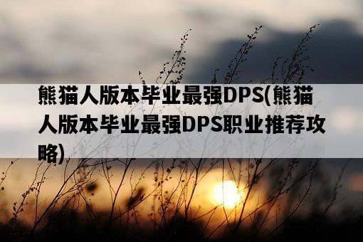 熊貓人版本畢業最強DPS，熊貓人版本畢業最強DPS職業推薦攻略-圖1