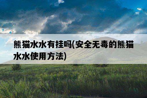 熊貓水水有掛嗎，安全無毒的熊貓水水使用方法-圖1