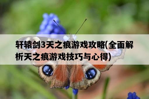 軒轅劍3天之痕游戲攻略,全面解析天之痕游戲技巧與心得-圖1 軒轅劍3天之痕游戲攻略,全面解析天之痕游戲技巧與心得-圖1