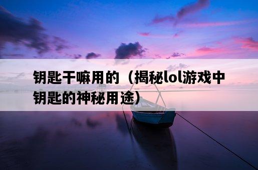 鑰匙干嘛用的（揭秘lol游戲中鑰匙的神秘用途）-圖1