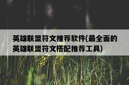 英雄聯盟符文推薦軟件，最全面的英雄聯盟符文搭配推薦工具-圖1