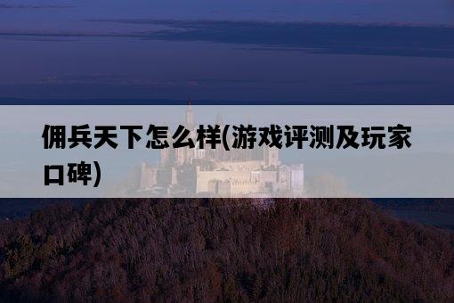 傭兵天下怎么樣，游戲評測及玩家口碑-圖1